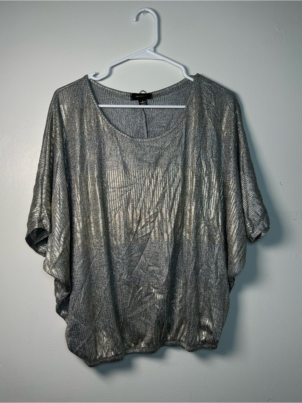 Espresso LA Women's Metallic Silver Gold Cropped Party Date Night Bat Wing Sz L